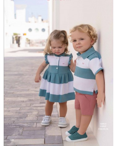 POLO BEBÉ NIÑO RAYAS TURQUESA Y BLANCO NELBLU