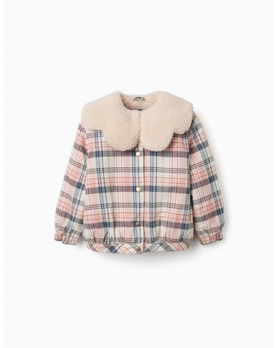 CAZADORA CUADROS CON CUELLO SHERPA ZIPPY