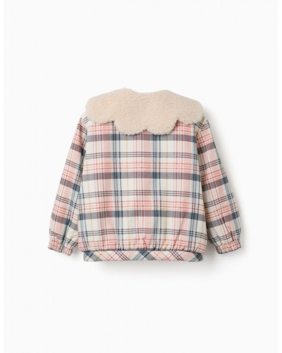 CAZADORA CUADROS CON CUELLO SHERPA ZIPPY
