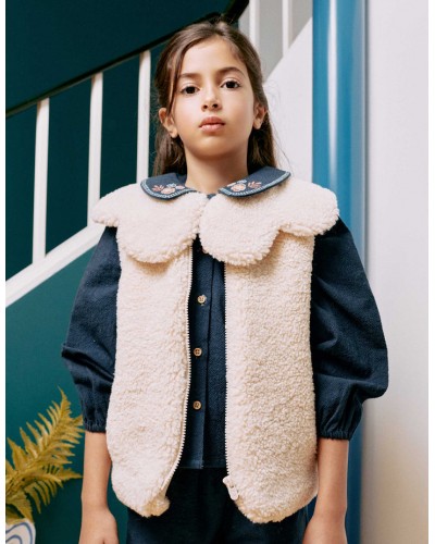 CHALECO DE SHERPA MAXI CUELLO BEIG ZIPPY