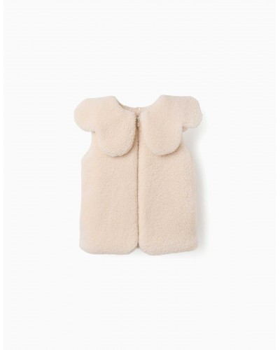 CHALECO DE SHERPA MAXI CUELLO BEIG ZIPPY