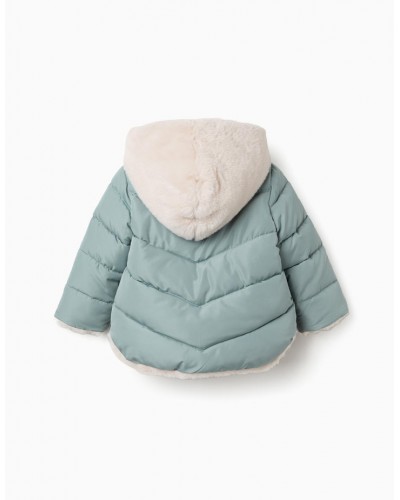 CHAQUETA BEBÉ NIÑA VERDE ACOLCHADA Y FORRO DE PELO ZIPPY