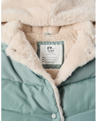 CHAQUETA BEBÉ NIÑA VERDE ACOLCHADA Y FORRO DE PELO ZIPPY