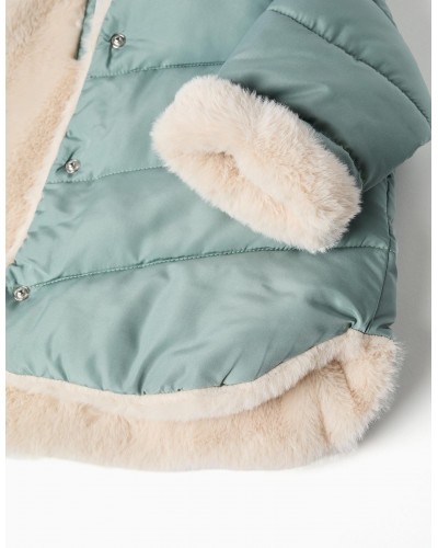 CHAQUETA BEBÉ NIÑA VERDE ACOLCHADA Y FORRO DE PELO ZIPPY